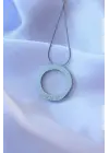  Gümüş  Zirkon Taşlı Model Çelik Kolye