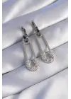   Gümüş Zirkon Taşlı Çengelli İğne Küpe