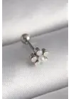 316L Çelik Gümüş Renk Zirkon Taşlı Çiçek Model Tragus Piercing