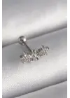 316L Çelik Gümüş Renk Zirkon Taşlı Çiçek Tragus Piercing