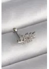 316L Çelik Gümüş Renk Zirkon Taşlı Dal Tragus Piercing