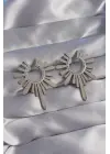   Gümüş Zirkon Taşlı Güneş Figürlü Küpe