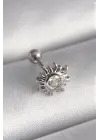 316L Çelik Gümüş Renk Zirkon Taşlı Güneş Tragus Piercing