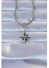  Gümüş  Zirkon Taşlı İtalyan Zincirli Kutup Yıldızı Çelik Kolye