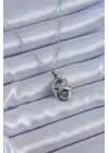  Gümüş  Zirkon Taşlı  Çelik Kolye
