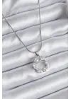  Gümüş  Zirkon Taşlı  Çelik Kolye
