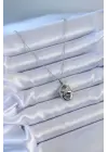  Gümüş  Zirkon Taşlı  Çelik Kolye