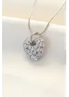  Gümüş  Zirkon Taşlı Kalp Çelik Kolye