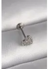 316L Çelik Gümüş Renk Zirkon Taşlı Kalp Model Tragus Piercing