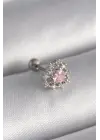 316L Çelik Gümüş Renk Zirkon Taşlı Kalp Tragus Piercing