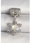 316L Çelik Gümüş Renk Zirkon Taşlı Kar Tanesi Model Nomination Charm