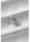 316L Çelik Gümüş Renk Zirkon Taşlı Kelebek Model Sallantı Detay Tragus Piercing