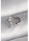 316L Çelik Gümüş Renk Zirkon Taşlı Kelebek Model Tragus Piercing