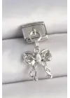316L Çelik Gümüş Renk Zirkon Taşlı Kurdele Model Nomination Charm