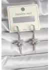   Gümüş Zirkon Taşlı Kutup Yıldız Model Çelik Küpe