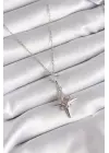  Gümüş  Zirkon Taşlı Kutup Yıldızı Model  Çelik Kolye