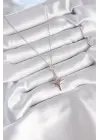  Gümüş  Zirkon Taşlı Kutup Yıldızı Model  Çelik Kolye