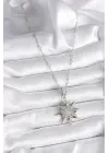  Gümüş  Zirkon Taşlı Kutup Yıldızı Model  Çelik Kolye