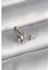 316L Çelik Gümüş Renk Zirkon Taşlı Sallantı Kalp Detay Tragus Piercing