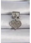 316L Çelik Gümüş Renk Zirkon Taşlı Sallantı Kalp Figür Nomination Charm