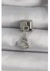 316L Çelik Gümüş Renk Zirkon Taşlı Sallantı Kuğu Model Nomination Charm