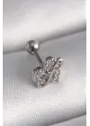 316L Çelik Gümüş Renk Zirkon Taşlı Sonsuzluk Detay Tragus Piercing
