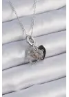  Gümüş  Zirkon Taşlı Sonsuzluk Kalp Figür Charm Model  Çelik Kolye
