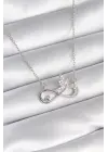 Gümüş  Zirkon Taşlı Sonsuzluk Model Kelebek Detay  Çelik Kolye