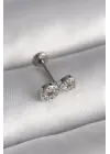 316L Çelik Gümüş Renk Zirkon Taşlı Sonsuzluk Model Tragus Piercing