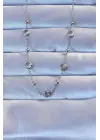  Gümüş  Zirkon Taşlı Top Zincirli Çelik Kolye