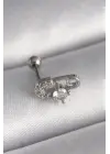 316L Çelik Gümüş Renk Zirkon Taşlı Toplu İğne Tragus Piercing