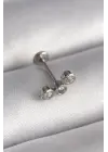 316L Çelik Gümüş Renk Zirkon Taşlı Tragus Piercing