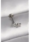 316L Çelik Gümüş Renk Zirkon Taşlı Yıldız Model Tragus Piercing