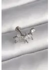 316L Çelik Gümüş Renk Zirkon Taşlı Yıldız Model Tragus Piercing