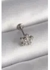 316L Çelik Gümüş Renk Zirkon Taşlı Yıldız Model Tragus Piercing