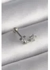 316L Çelik Gümüş Renk Zirkon Taşlı Yıldız Tragus Piercing