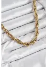 316L Çelik Halat Model Gold Renk Kadın Kolye