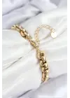 316L Çelik Halat Zincir Model Gold Renk Kadın Bileklik
