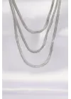  İtalyan Zincir Gümüş  Çoklu Çelik Kolye