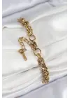 316L Çelik Klasik Dövme Halat Zincir Model Gold Renk Kadın Bileklik