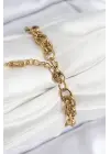 316L Çelik Klasik Dövme Halat Zincir Model Gold Renk Kadın Bileklik
