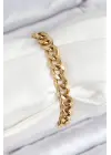 316L Çelik Klasik Kalın Zincir Model Gold Renk Kadın Bileklik