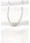  M Harfli Silver  İtalyan Zincirli Çelik Kolye