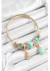 316L Çelik Mavi İstiridye Model Gold Renk Charm Bileklik