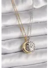  Mix  Zincir Ay Güneş Arkadaşlık Çelik Kolyesi Model  Çelik Kolye