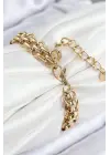 316L Çelik Örme Zincir Model Gold Renk Kadın Bileklik