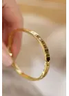 316L Çelik Roma Rakamlı Gold Renk Bilezik Kelepçe