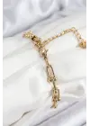 316L Çelik Tifany Zincir Model Gold Renk Kadın Bileklik