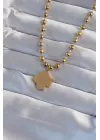  Top Zincirli Altın  İşlemeli Yonca Model Çelik Kolye