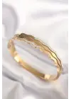 316L Çelik Zikzak Model Gold Renk Kadın Kelepçe Bilezik